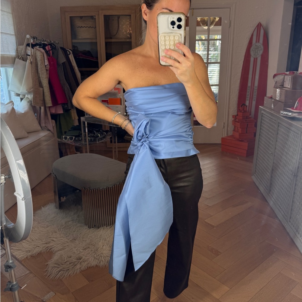 J. Crew Collection Light Blue Satin Blouse